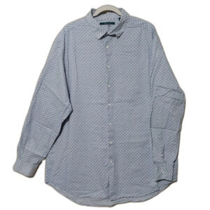 Perry Ellis shirt Mens XLT blue white micro check circles long sleeve Coastal